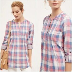 LIKE NEW Anthropologie Holding Horses Plaid Gauze Tunic
• Size 0